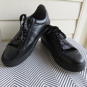 Zara Basic Activewear Walking Shoes Black Polka Dot Lase Up Size 10 Women's